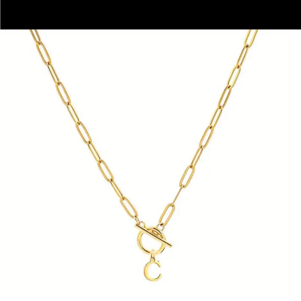 Personalized Initial Pendant Necklace - Durable Stainless Steel Paperclip Chain